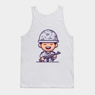 Soldier Army With Gun Tank Top